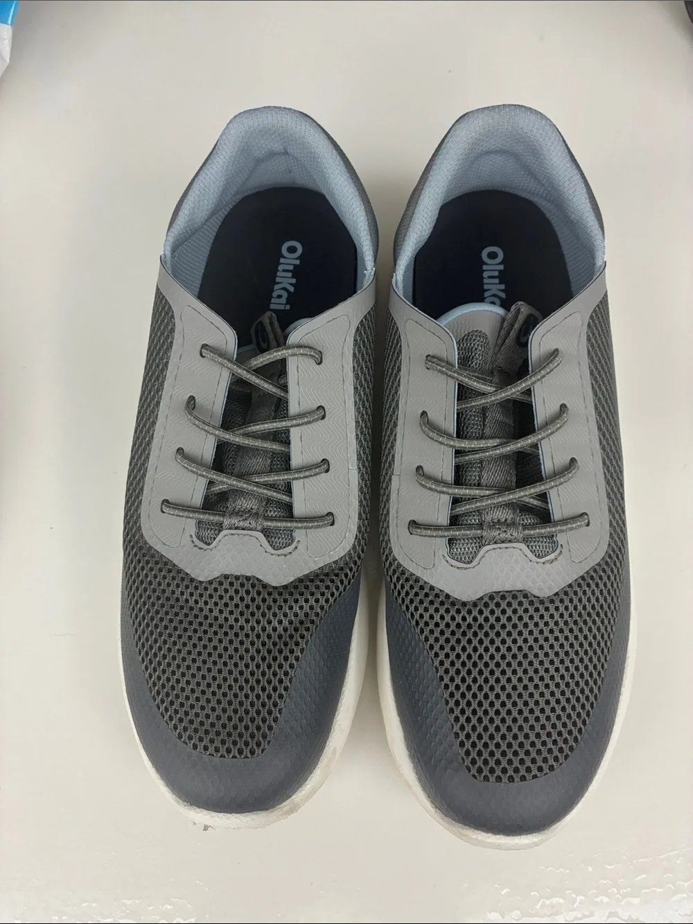 OluKai Men's Gray and Charcoal Mesh Lace-Up Sneakers sz10.5